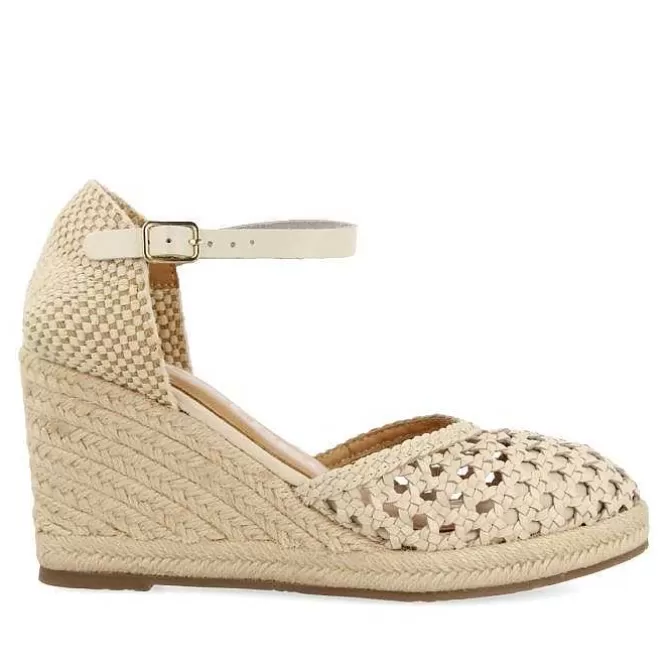 Sandalias Cuña<Gioseppo Alpargata De Piel Trenzada Con Cuña Alta De Yute Blanco Rojo Para Mujer Serignan