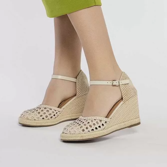 Sandalias Cuña<Gioseppo Alpargata De Piel Trenzada Con Cuña Alta De Yute Blanco Rojo Para Mujer Serignan