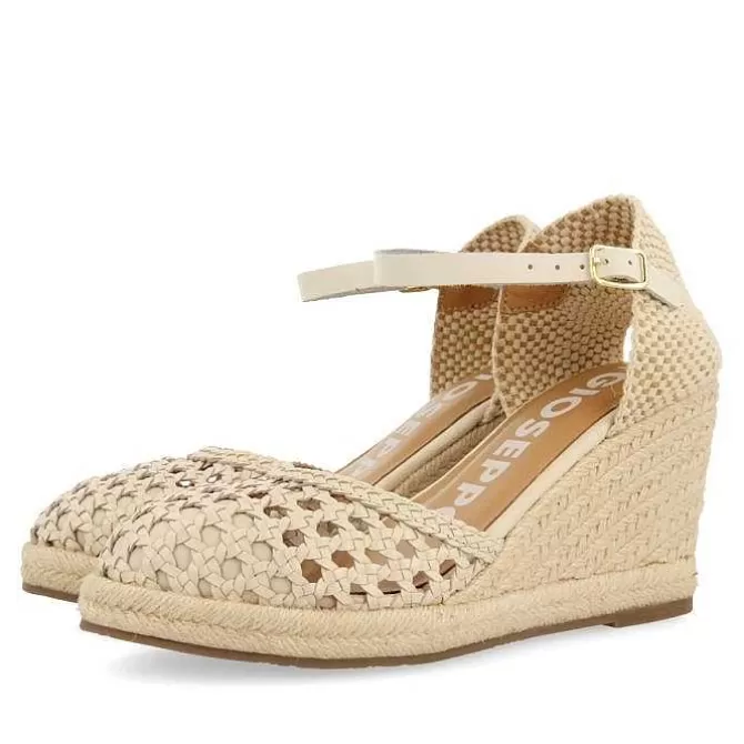Sandalias Cuña<Gioseppo Alpargata De Piel Trenzada Con Cuña Alta De Yute Blanco Rojo Para Mujer Serignan