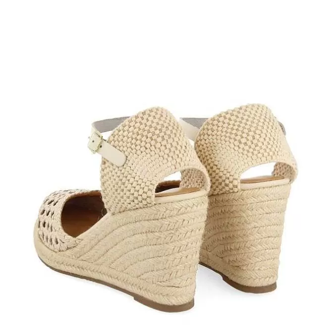 Sandalias Cuña<Gioseppo Alpargata De Piel Trenzada Con Cuña Alta De Yute Blanco Rojo Para Mujer Serignan