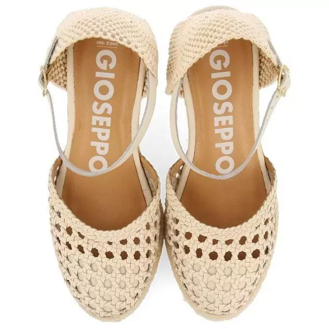Sandalias Cuña<Gioseppo Alpargata De Piel Trenzada Con Cuña Alta De Yute Blanco Rojo Para Mujer Serignan