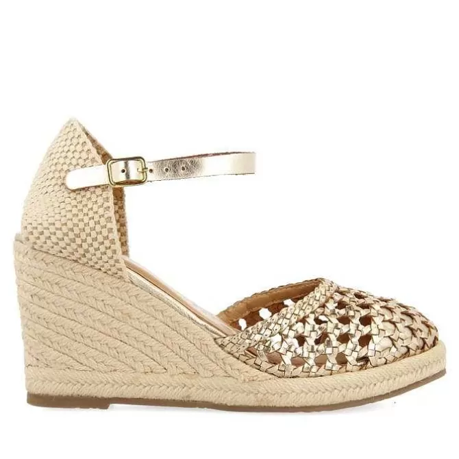 Sandalias Cuña<Gioseppo Alpargatas De Cuña Alta De Piel Trenzada Color Platino Serignan