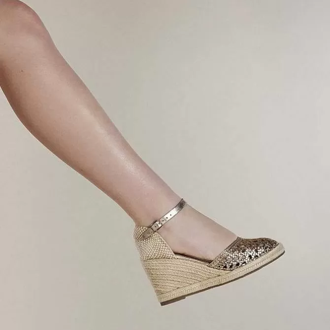 Sandalias Cuña<Gioseppo Alpargatas De Cuña Alta De Piel Trenzada Color Platino Serignan