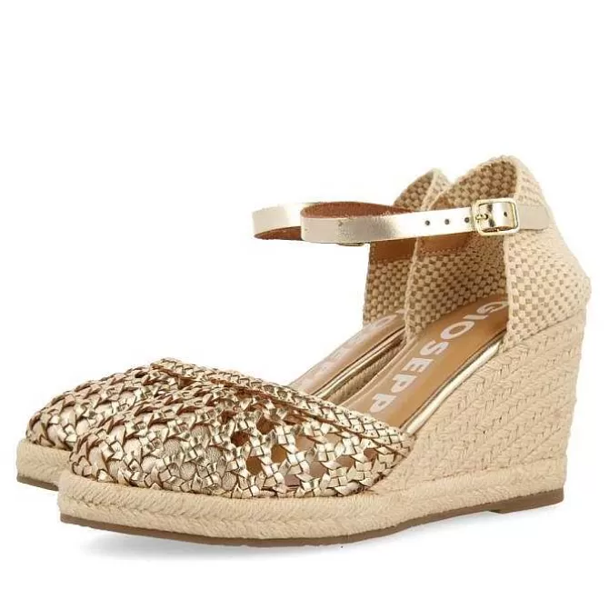 Sandalias Cuña<Gioseppo Alpargatas De Cuña Alta De Piel Trenzada Color Platino Serignan
