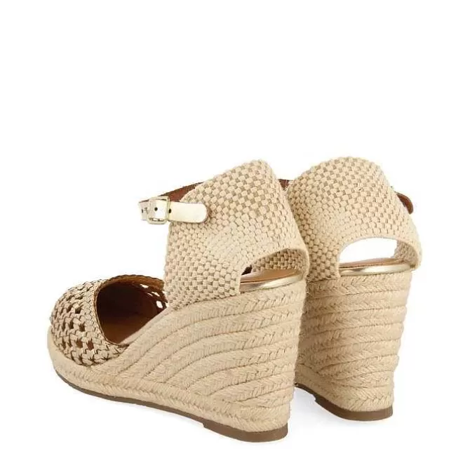 Sandalias Cuña<Gioseppo Alpargatas De Cuña Alta De Piel Trenzada Color Platino Serignan