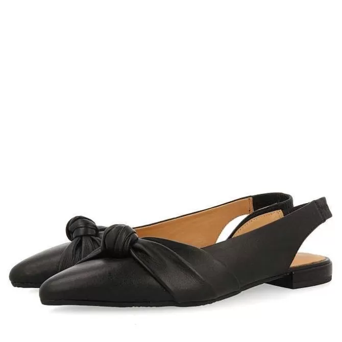 Bailarinas<Gioseppo Bailarina Sin Tacon De Piel Negra Con Detalle Nudo Para Mujer Iballe