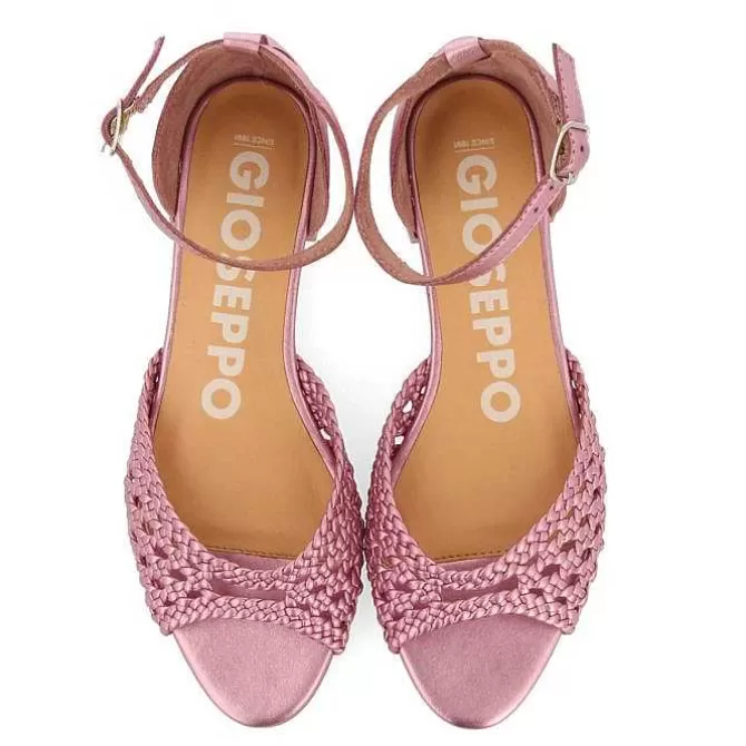Bailarinas<Gioseppo Bailarinas Abiertas De Piel Con Detalle Trenzado Y Cierre De Correa En El Tobillo Rosa Para Mujer Maupin