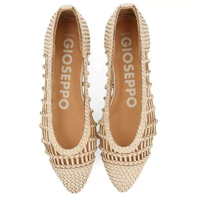 Bailarinas<Gioseppo Bailarinas De Mujer Sagada De Piel Trenzada Color Blanco Roto Con Lazo
