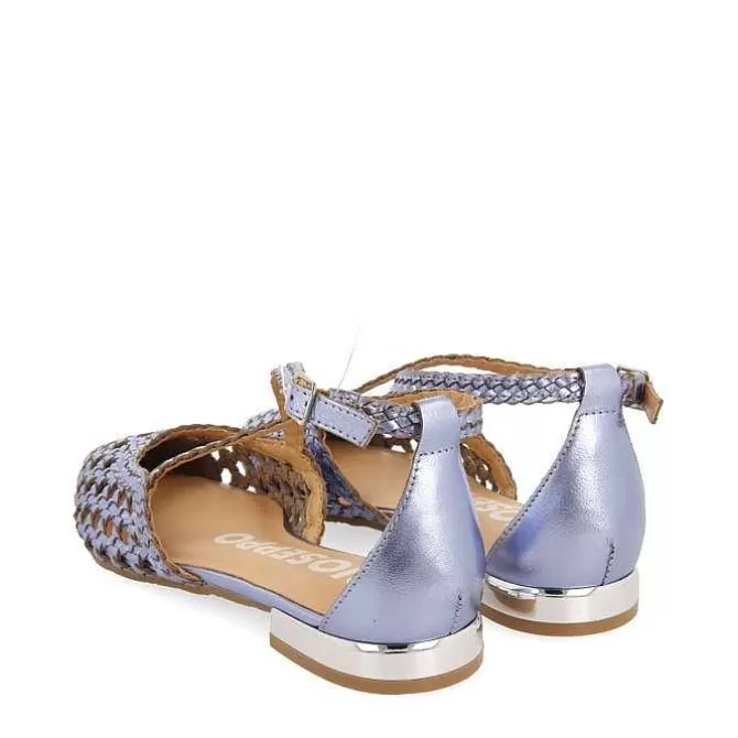 Bailarinas<Gioseppo Bailarinas De Piel Azul Con Detalle Trenzado Para Mujer Leskovic