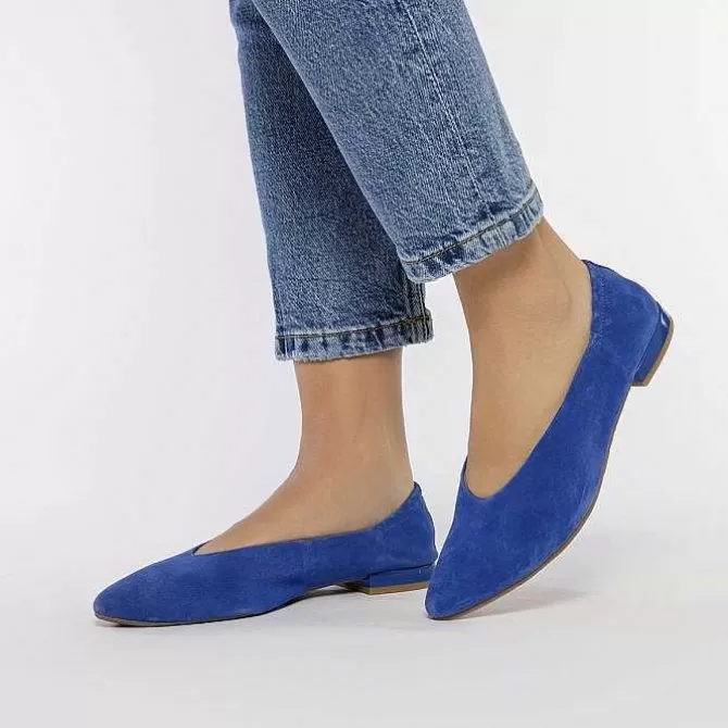 Bailarinas<Gioseppo Bailarinas De Piel Azul Con Punta En Punta Y Tacon Con Volantes Para Mujer Gageac