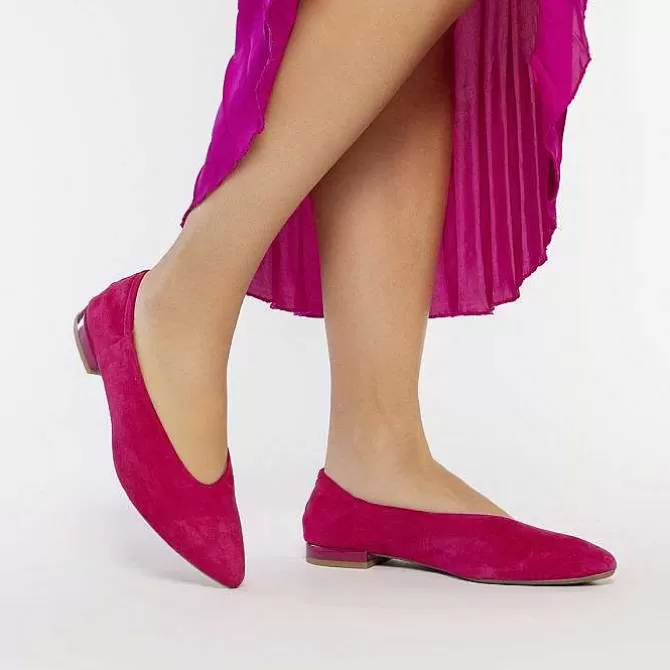 Bailarinas<Gioseppo Bailarinas De Piel Color Fucsia Con Punta En Punta Y Tacon Con Volantes Para Mujer Gageac