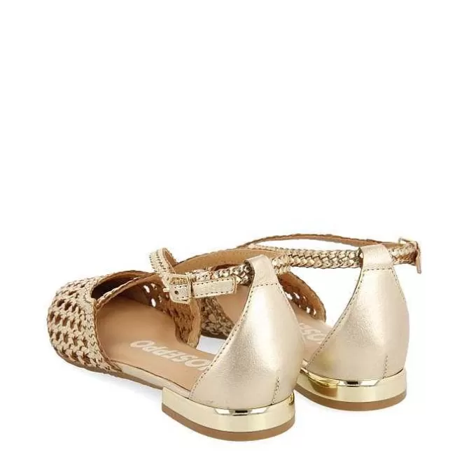 Fiesta<Gioseppo Bailarinas De Piel Color Platino Con Detalle Trenzado Para Mujer Leskovic
