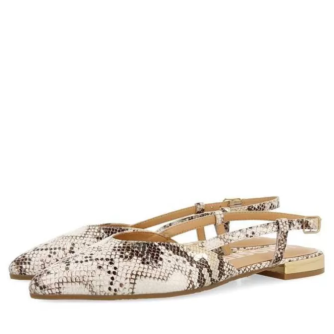 Bailarinas<Gioseppo Bailarinas De Piel Con Punta Abierta Estampado Serpiente En Blanco Rojo Para Mujer De Lascari