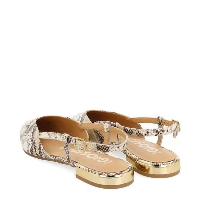 Bailarinas<Gioseppo Bailarinas De Piel Con Punta Abierta Estampado Serpiente En Blanco Rojo Para Mujer De Lascari