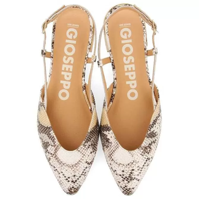 Bailarinas<Gioseppo Bailarinas De Piel Con Punta Abierta Estampado Serpiente En Blanco Rojo Para Mujer De Lascari