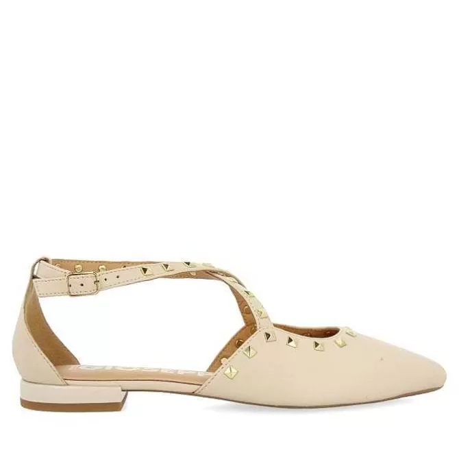 Bailarinas<Gioseppo Bailarinas De Piel Con Punta En Punta Y Detalle De Tachuelas Blanco Rojo Para Mujer Garcon