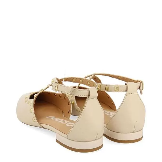 Bailarinas<Gioseppo Bailarinas De Piel Con Punta En Punta Y Detalle De Tachuelas Blanco Rojo Para Mujer Garcon
