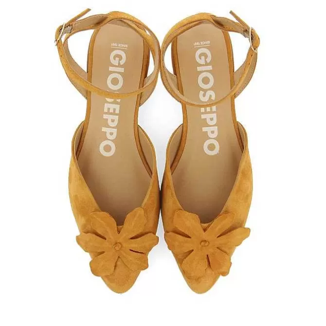 Bailarinas<Gioseppo Bailarinas De Piel Desaparecidas Con Detalle De Flores Naranja Para Mujer Howey