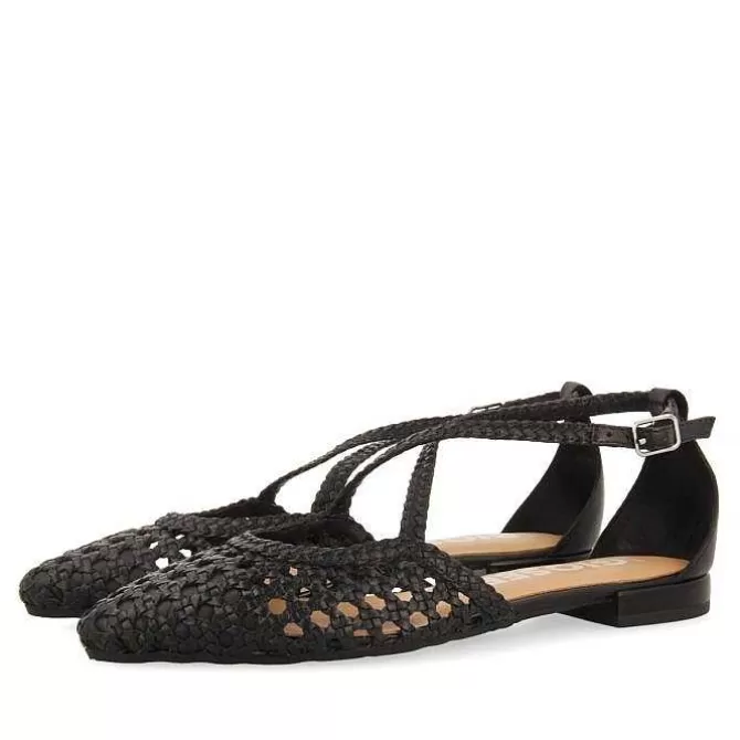 Bailarinas<Gioseppo Bailarinas De Piel Negras Con Detalle Trenzado Para Mujer Leskovic