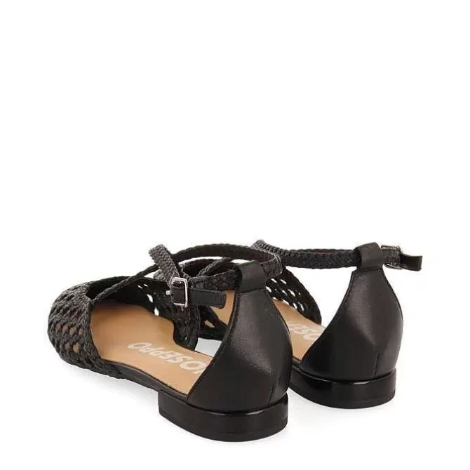 Bailarinas<Gioseppo Bailarinas De Piel Negras Con Detalle Trenzado Para Mujer Leskovic