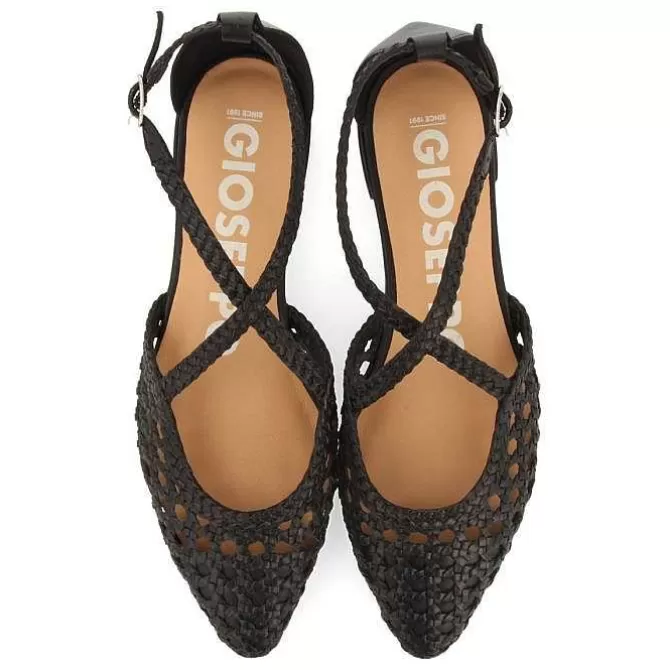 Bailarinas<Gioseppo Bailarinas De Piel Negras Con Detalle Trenzado Para Mujer Leskovic
