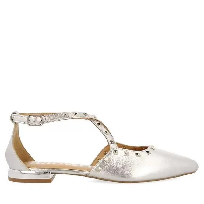 Bailarinas<Gioseppo Bailarinas De Piel Plata Con Punta Fina Y Detalle De Tachuelas Para Mujer Garcon