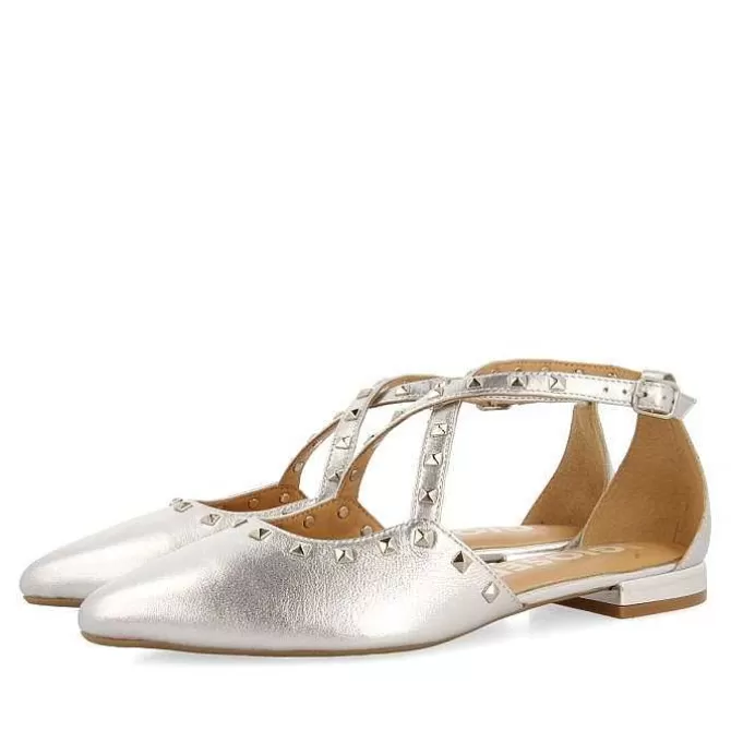 Bailarinas<Gioseppo Bailarinas De Piel Plata Con Punta Fina Y Detalle De Tachuelas Para Mujer Garcon