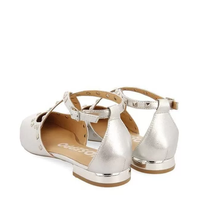 Bailarinas<Gioseppo Bailarinas De Piel Plata Con Punta Fina Y Detalle De Tachuelas Para Mujer Garcon
