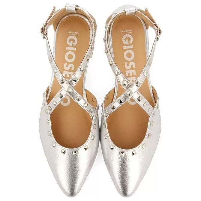 Bailarinas<Gioseppo Bailarinas De Piel Plata Con Punta Fina Y Detalle De Tachuelas Para Mujer Garcon