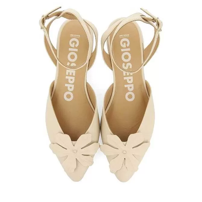 Bailarinas<Gioseppo Bailarinas De Piel Sin Espalda Y Detalle De Flores En Blanco Rojo Para Mujer Howey
