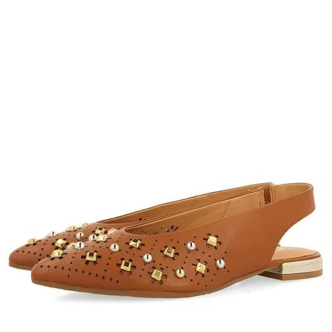 Bailarinas<Gioseppo Bailarinas De Piel Sin Forro En Color Cuero Con Detalle De Tachuelas Para Mujer Dakovo