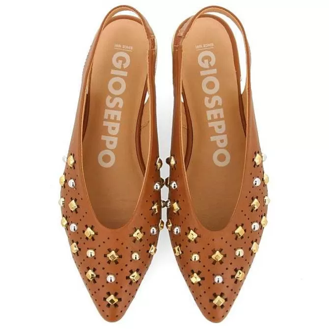 Bailarinas<Gioseppo Bailarinas De Piel Sin Forro En Color Cuero Con Detalle De Tachuelas Para Mujer Dakovo