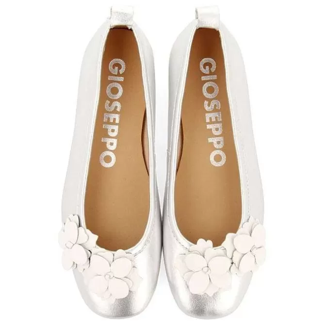 Niñas | Zapatos De Bailarina<Gioseppo Bailarinas Plata Con Decoracion Floral Para Nina Y Nino Pharr