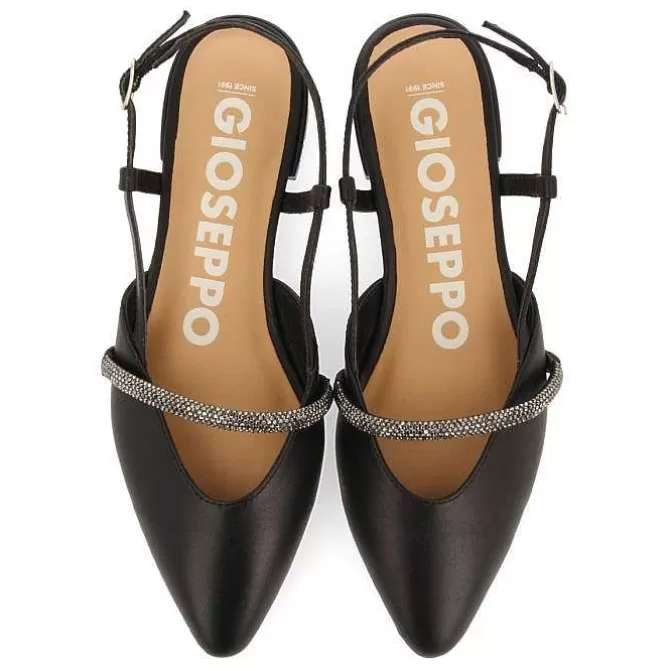 Fiesta<Gioseppo Bailarinas Sin Piel Negras Con Correa Detalle Piedra Para Mujer Godrano