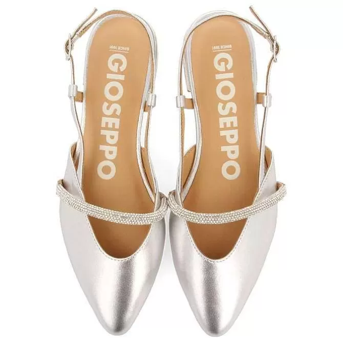 Fiesta<Gioseppo Bailarinas Sin Piel Plata Con Detalle De Piedra Correa Para Mujer Godrano