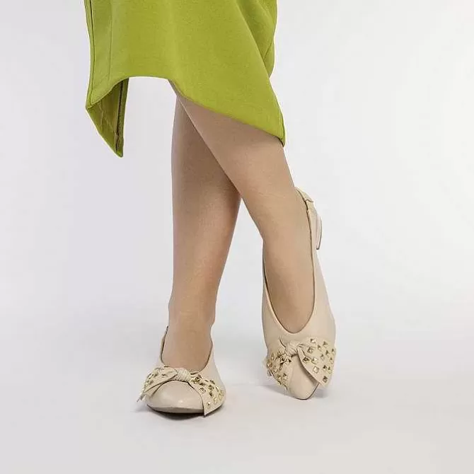 Bailarinas<Gioseppo Bailarinas Sin Tacon De Piel Con Detalle Lazo Blanco Rojo Para Mujer Kallmet
