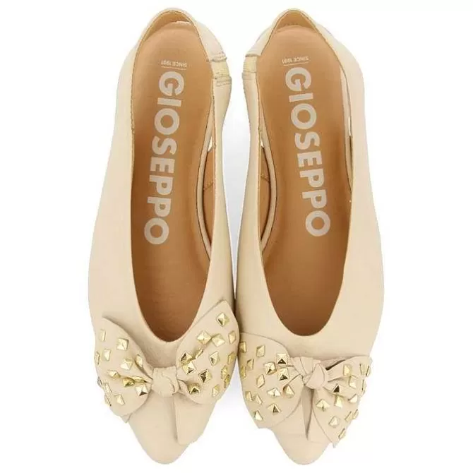 Bailarinas<Gioseppo Bailarinas Sin Tacon De Piel Con Detalle Lazo Blanco Rojo Para Mujer Kallmet