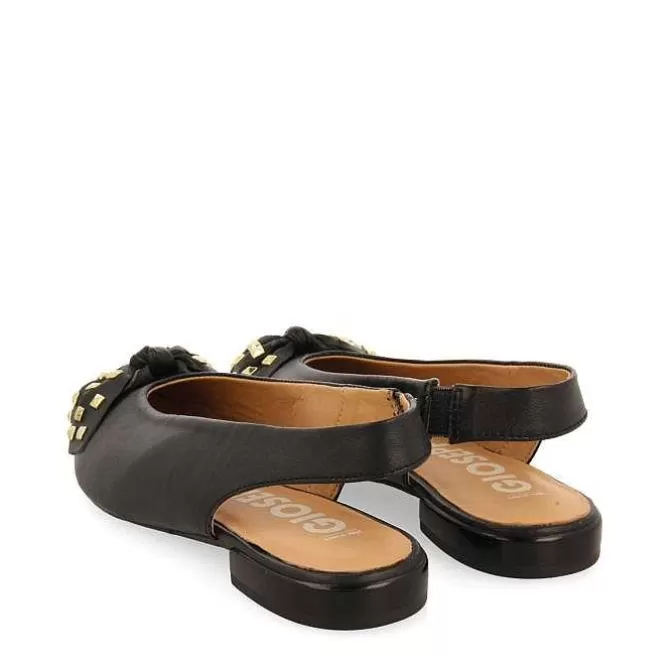 Bailarinas<Gioseppo Bailarinas Sin Tacon De Piel Negra Con Detalle Lazo Para Mujer Kallmet