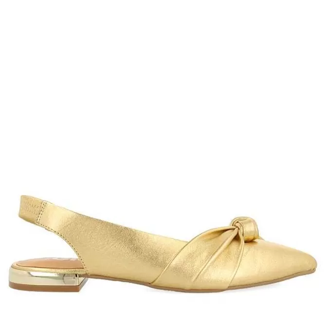 Bailarinas<Gioseppo Bailarinas Sin Tacon Piel Dorada Con Detalle Nudo Para Mujer Iballe