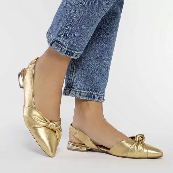 Bailarinas<Gioseppo Bailarinas Sin Tacon Piel Dorada Con Detalle Nudo Para Mujer Iballe