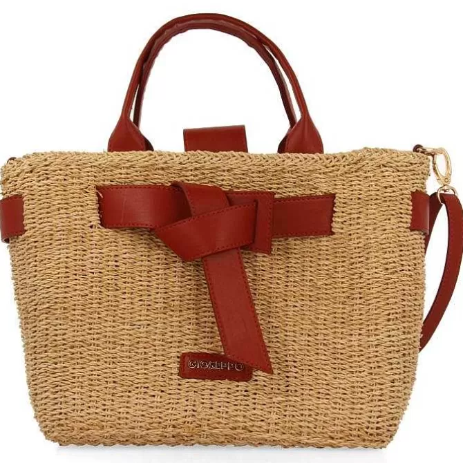 Bolsas De Mano<Gioseppo Bolso Bandolera De Rafia Con Lazo Y Detalles En Piel Color Grekan