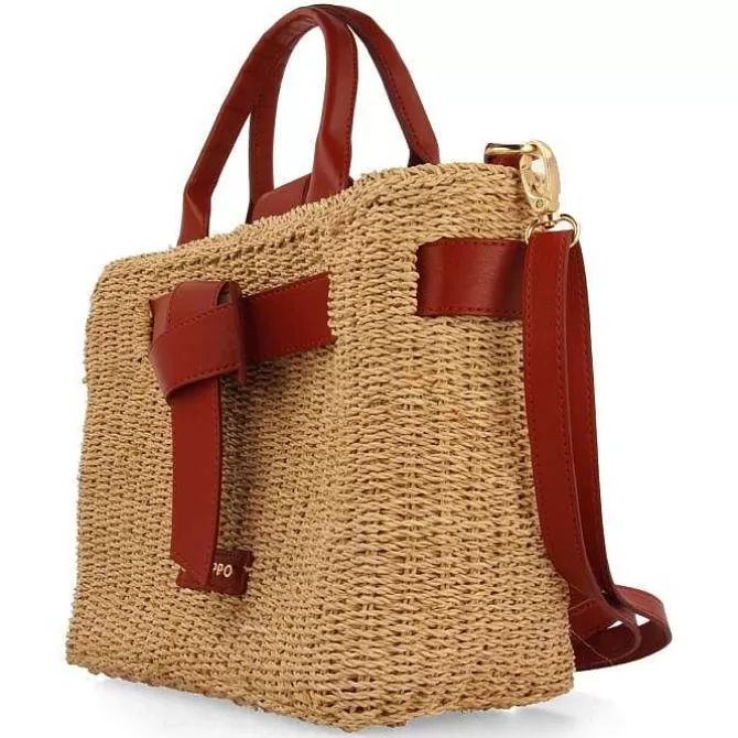 Bolsas De Mano<Gioseppo Bolso Bandolera De Rafia Con Lazo Y Detalles En Piel Color Grekan