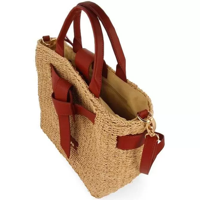 Bolsas De Mano<Gioseppo Bolso Bandolera De Rafia Con Lazo Y Detalles En Piel Color Grekan