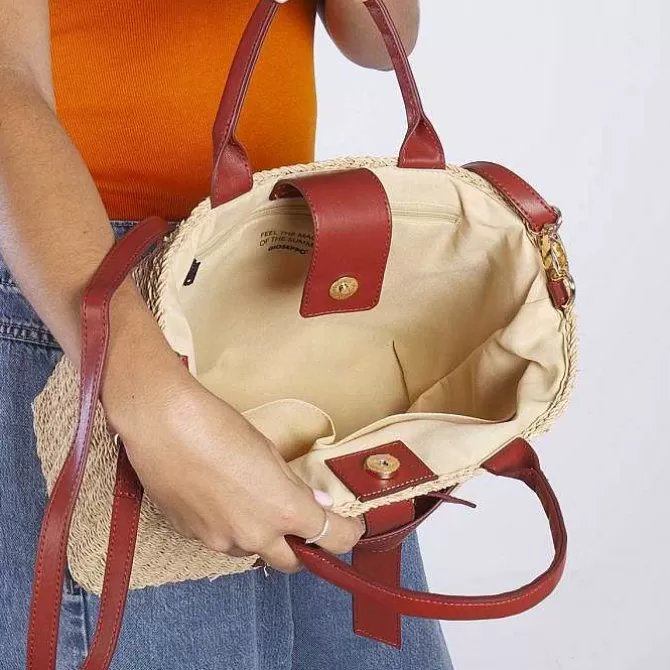Bolsas De Mano<Gioseppo Bolso Bandolera De Rafia Con Lazo Y Detalles En Piel Color Grekan
