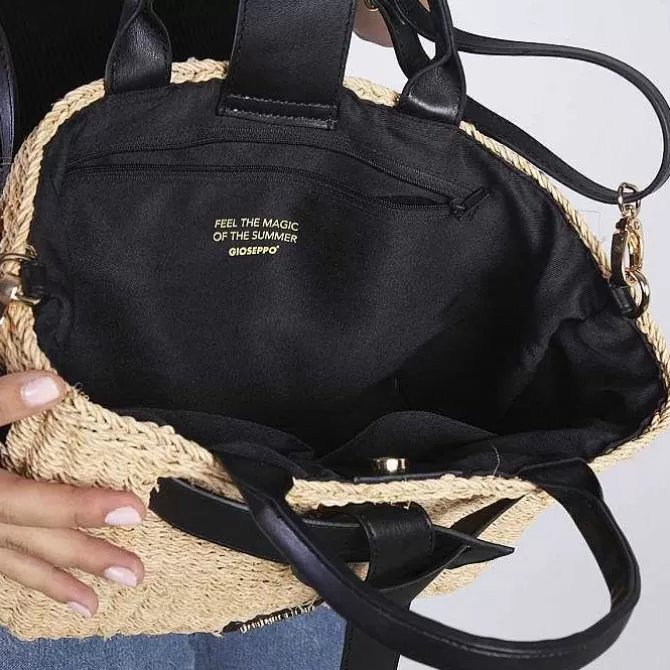 Bolsas De Mano<Gioseppo Bolso Bandolera De Rafia Con Lazo Y Detalles GrekAños Negro