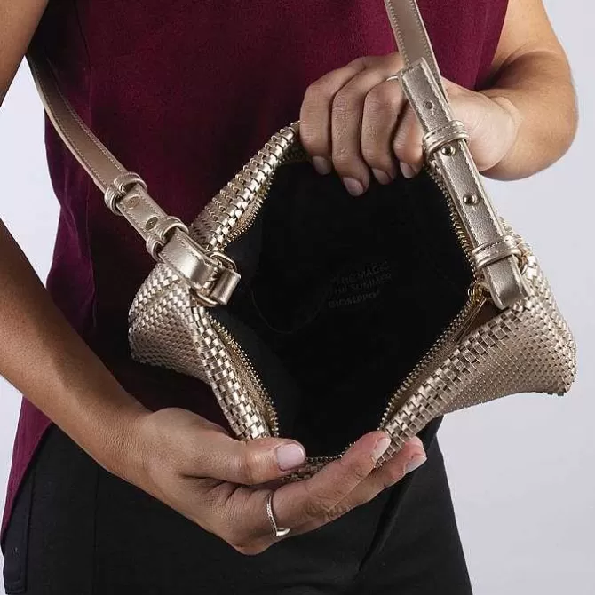 Fiesta<Gioseppo Bolso Bandolera Dorado Con Trenzado Morvah
