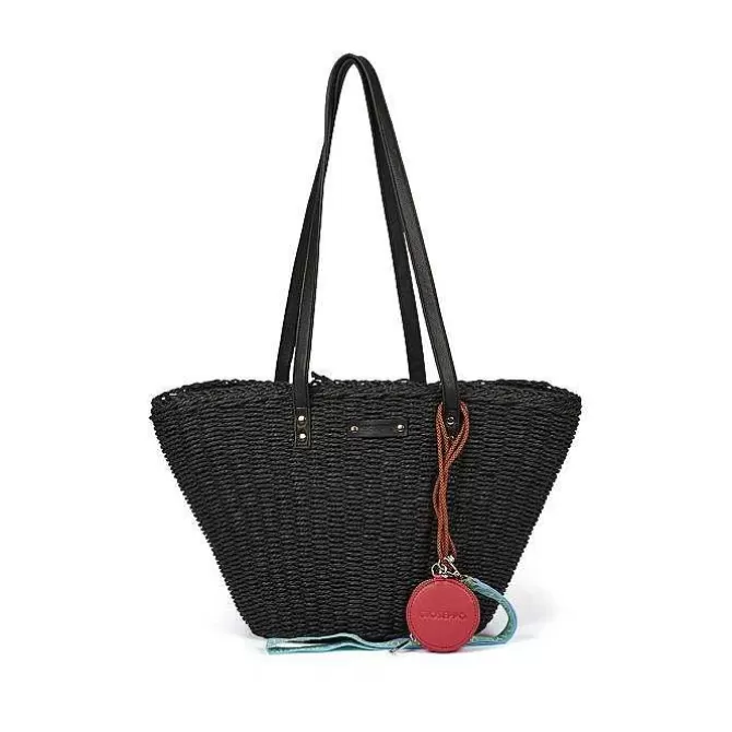Bolsas De Mano<Gioseppo Bolso De Mujer Glenic De Paja De Rafia Negro