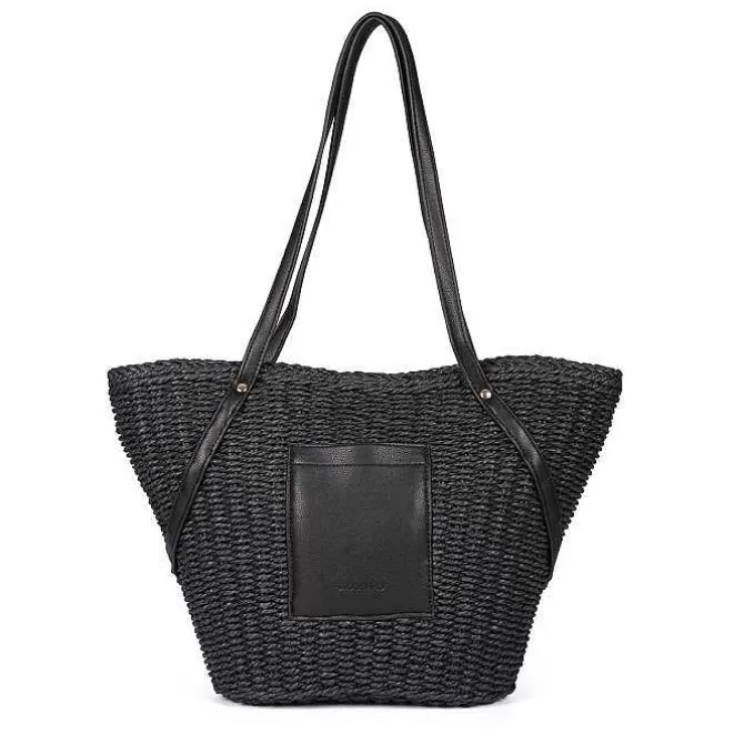 Bolsas De Mano<Gioseppo Bolso De Mujer Rialma De Paja De Rafia Negro