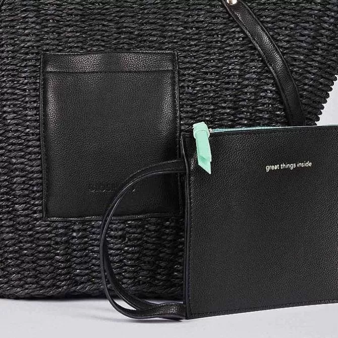 Bolsas De Mano<Gioseppo Bolso De Mujer Rialma De Paja De Rafia Negro