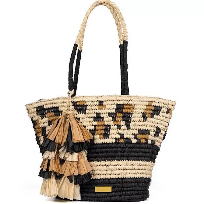 Bolsas De Mano<Gioseppo Cesta Color Natural Con Flecos, Animal Print Y Bandas Contraste Ramacca